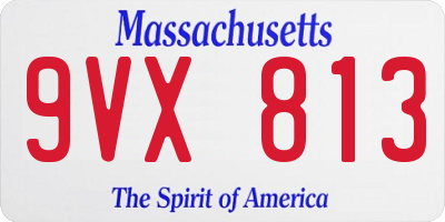 MA license plate 9VX813