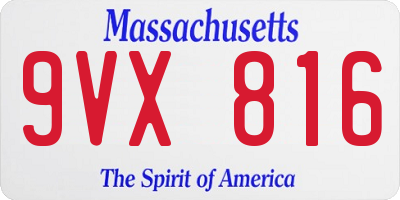 MA license plate 9VX816