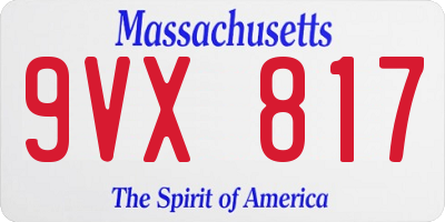 MA license plate 9VX817