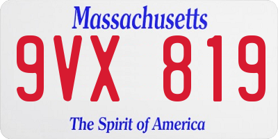 MA license plate 9VX819