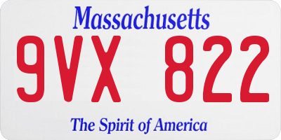 MA license plate 9VX822