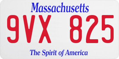 MA license plate 9VX825