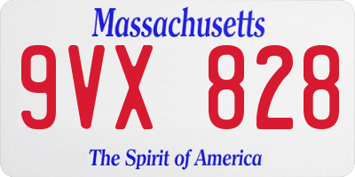 MA license plate 9VX828