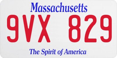 MA license plate 9VX829