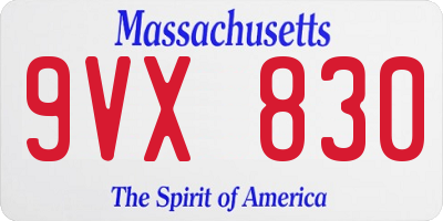 MA license plate 9VX830