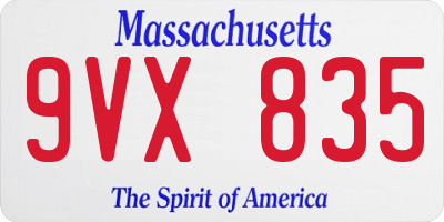 MA license plate 9VX835