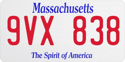 MA license plate 9VX838