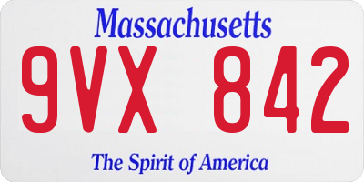 MA license plate 9VX842