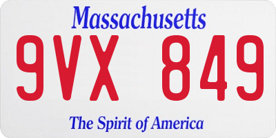 MA license plate 9VX849