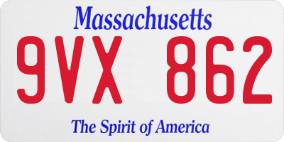 MA license plate 9VX862
