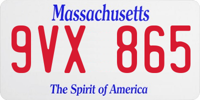 MA license plate 9VX865