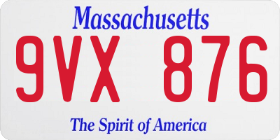 MA license plate 9VX876