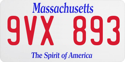 MA license plate 9VX893