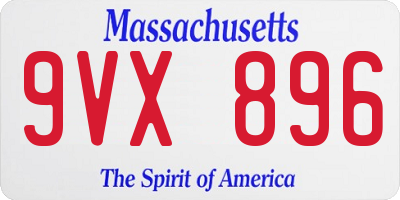 MA license plate 9VX896