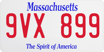 MA license plate 9VX899