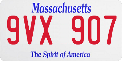MA license plate 9VX907