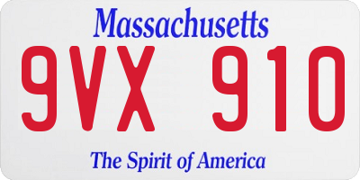 MA license plate 9VX910