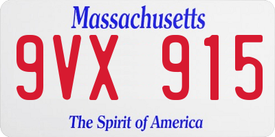 MA license plate 9VX915