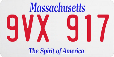 MA license plate 9VX917