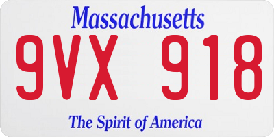 MA license plate 9VX918