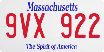 MA license plate 9VX922