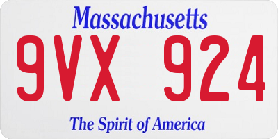 MA license plate 9VX924