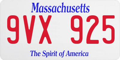 MA license plate 9VX925