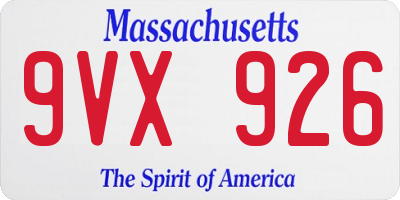 MA license plate 9VX926