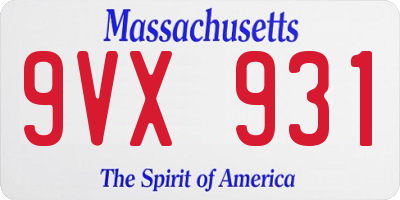 MA license plate 9VX931