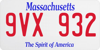 MA license plate 9VX932