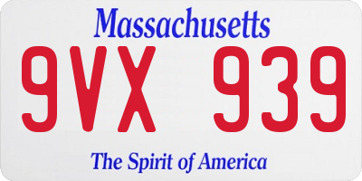 MA license plate 9VX939