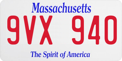 MA license plate 9VX940