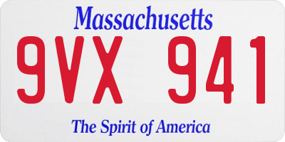 MA license plate 9VX941