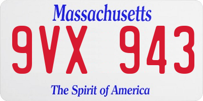 MA license plate 9VX943