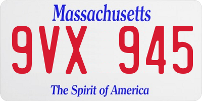 MA license plate 9VX945