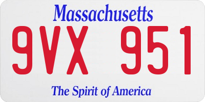 MA license plate 9VX951