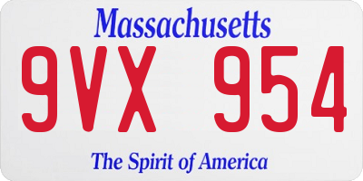MA license plate 9VX954