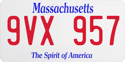 MA license plate 9VX957