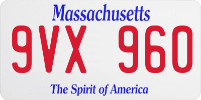 MA license plate 9VX960