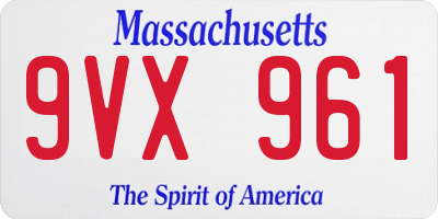 MA license plate 9VX961