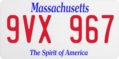 MA license plate 9VX967
