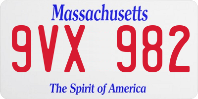 MA license plate 9VX982