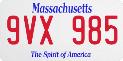 MA license plate 9VX985