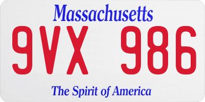 MA license plate 9VX986