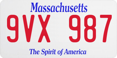MA license plate 9VX987