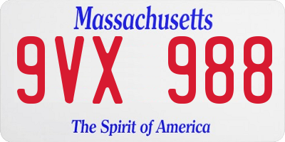 MA license plate 9VX988