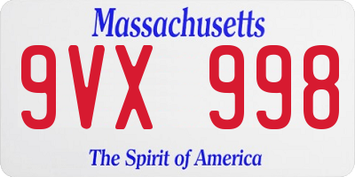 MA license plate 9VX998