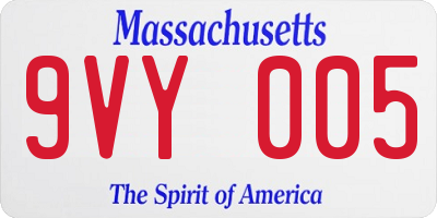MA license plate 9VY005