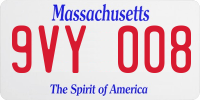 MA license plate 9VY008