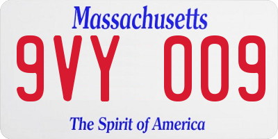 MA license plate 9VY009